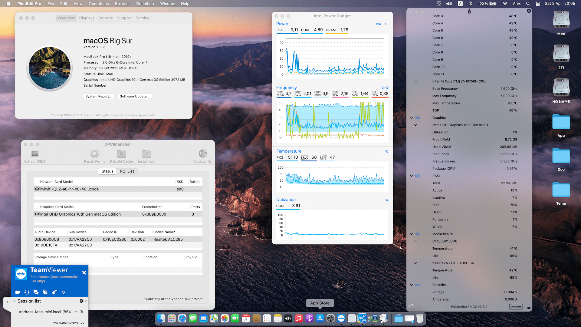 Success Hackintosh macOS Big Sur 11.2.3 Build 20D91 in Lenovo Thinkpad X1 Extreme Gen 3